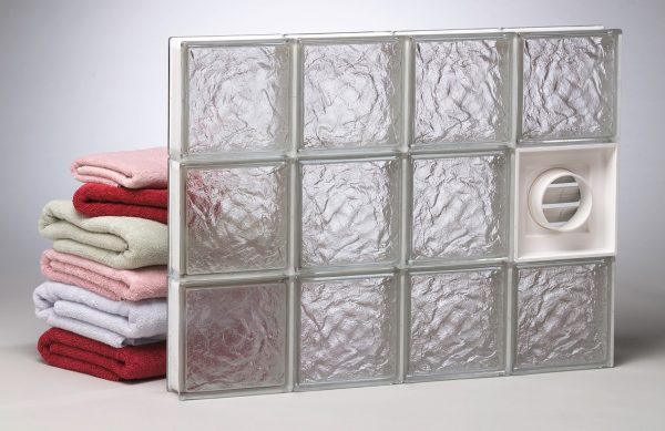 Ice Pattern Premade Glass Block Window with dryer vent