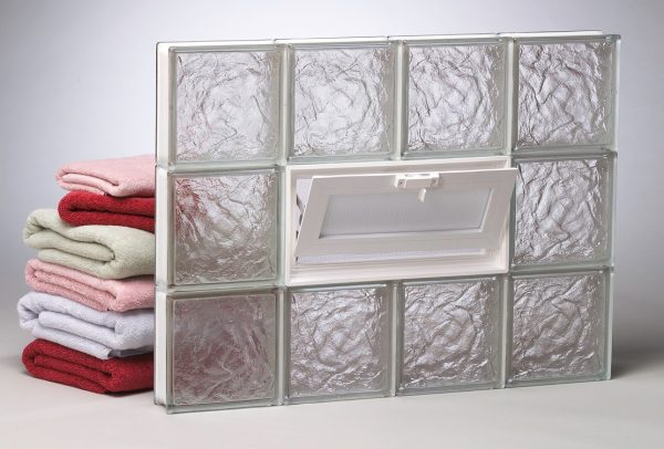Ice Pattern Premade Glass Block Window with fresh air vent
