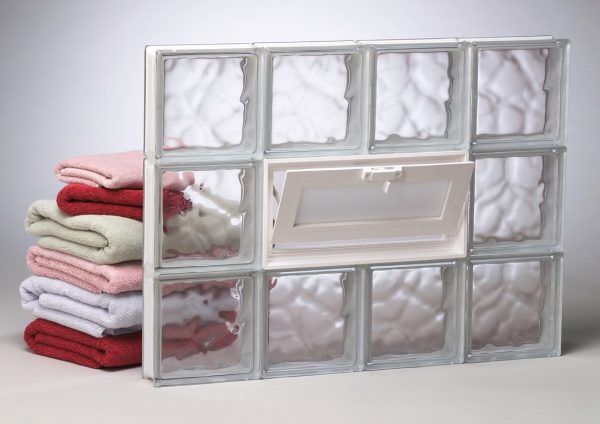 Wave Pattern Premade Glass Block Window with fresh air vent